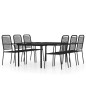 Set Mobili da Pranzo per Giardino 7 pz Nero Set Mobili da Pranzo per Giardino 7 pz Nero
