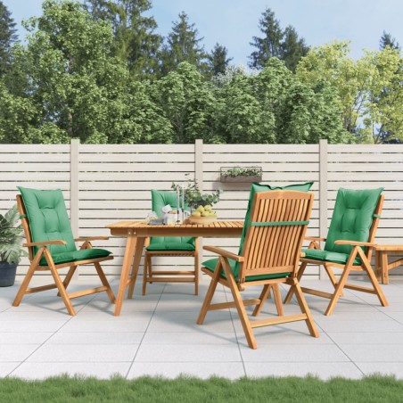 Sedie da Giardino Reclinabili con Cuscini 4 pz in Legno di Teak