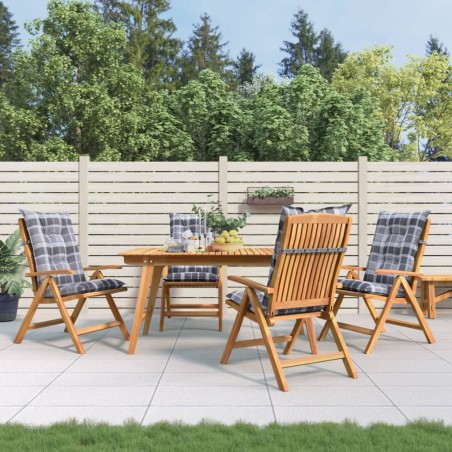 Sedie da Giardino Reclinabili con Cuscini 4 pz in Legno di Teak