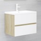Mobile Sottolavabo Bianco e Rovere 60x38,5x45 cm in Truciolato Mobile Sottolavabo Bianco e Rovere 60x38,5x45 cm in Truciolato