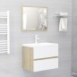 Mobile Sottolavabo Bianco e Rovere 60x38,5x45 cm in Truciolato Mobile Sottolavabo Bianco e Rovere 60x38,5x45 cm in Truciolato