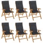 Sedie da Giardino Reclinabili con Cuscini 6 pz in Legno di Teak Sedie da Giardino Reclinabili con Cuscini 6 pz in Legno di Teak