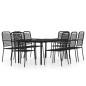 Set da Pranzo per Giardino 9 pz con Cuscini Nero Set da Pranzo per Giardino 9 pz con Cuscini Nero