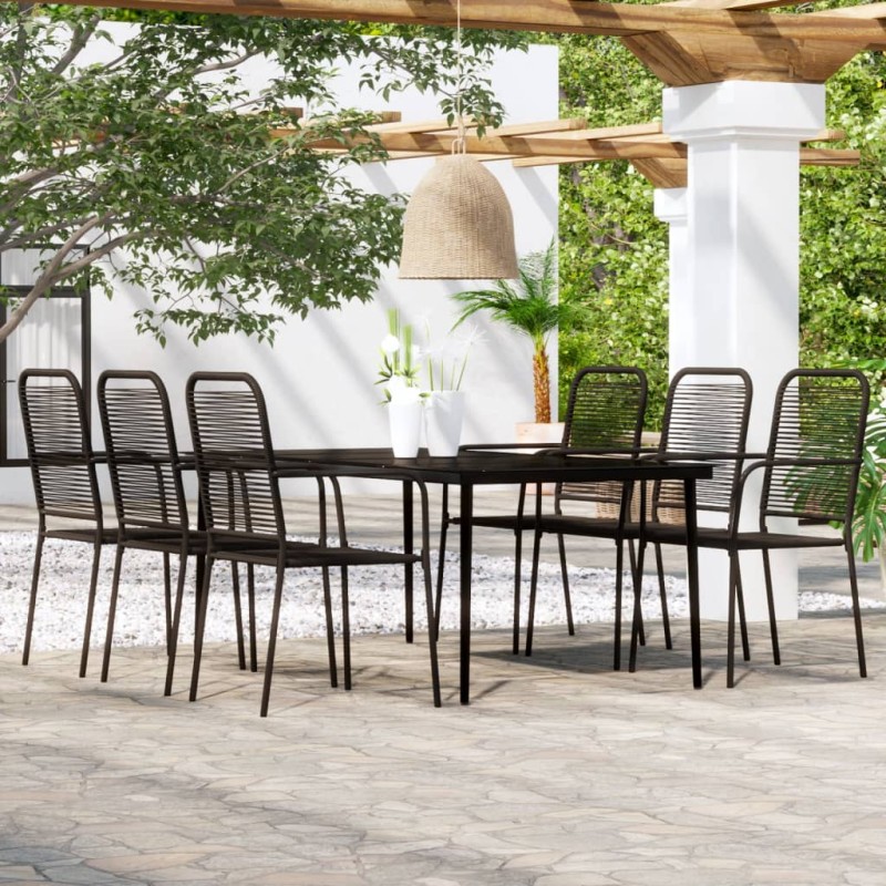 Set Mobili da Pranzo per Giardino 7 pz Nero Set Mobili da Pranzo per Giardino 7 pz Nero