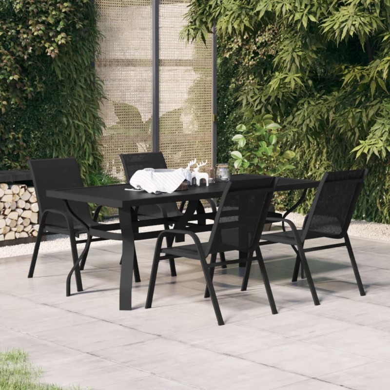 Set da Pranzo da Giardino 5 pz Nero Set da Pranzo da Giardino 5 pz Nero