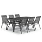 Set da Pranzo per Giardino 7 pz con Cuscini Grigio e Nero Set da Pranzo per Giardino 7 pz con Cuscini Grigio e Nero
