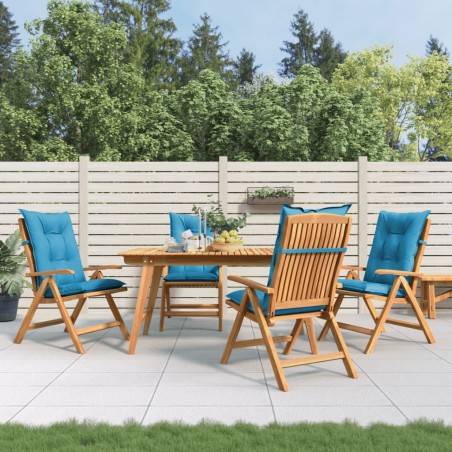 Sedie da Giardino Reclinabili con Cuscini 4 pz in Legno di Teak