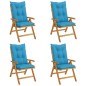 Sedie da Giardino Reclinabili con Cuscini 4 pz in Legno di Teak Sedie da Giardino Reclinabili con Cuscini 4 pz in Legno di Teak