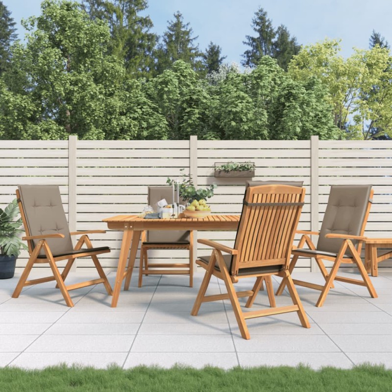 Sedie da Giardino Reclinabili con Cuscini 4 pz in Legno di Teak Sedie da Giardino Reclinabili con Cuscini 4 pz in Legno di Teak