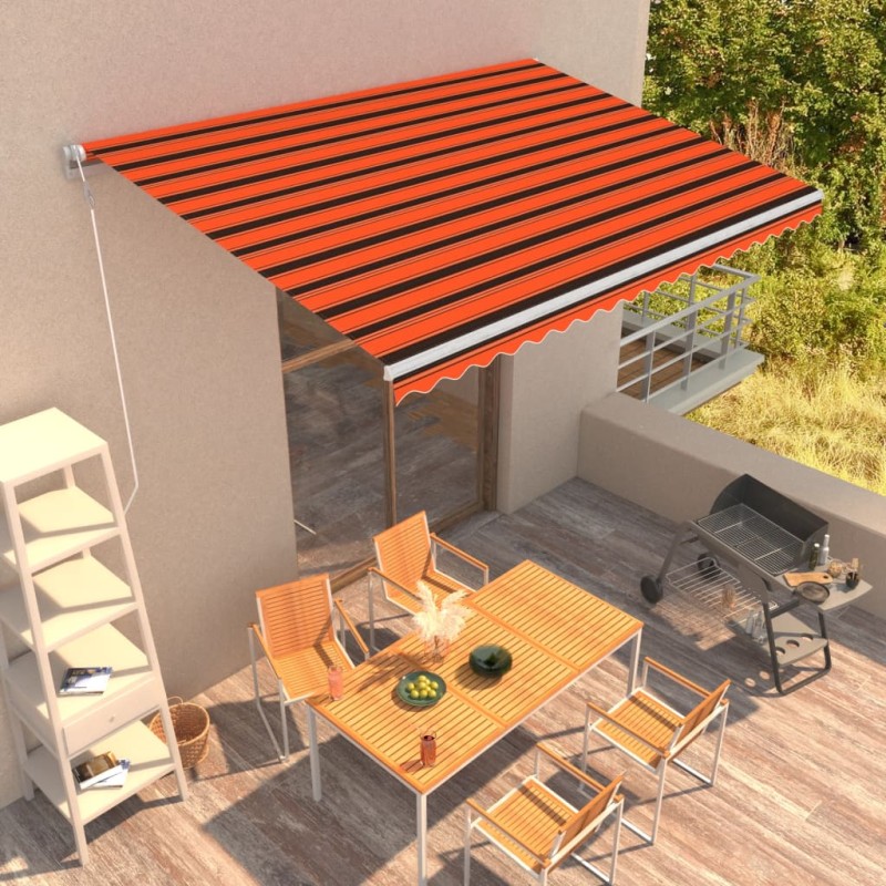 Tenda da Sole Retrattile Automatica 450x300 cm Arancione e Marrone Tenda da Sole Retrattile Automatica 450x300 cm Arancione e Marrone