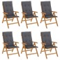 Sedie da Giardino Reclinabili con Cuscini 6 pz in Legno di Teak Sedie da Giardino Reclinabili con Cuscini 6 pz in Legno di Teak