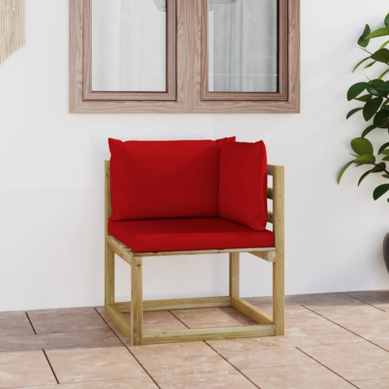 Divano Angolare da Giardino con Cuscini Pino Impregnato Verde Divano Angolare da Giardino con Cuscini Pino Impregnato Verde