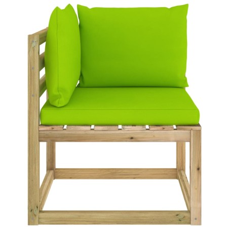 Divano Angolare da Giardino con Cuscini Pino Impregnato Verde
