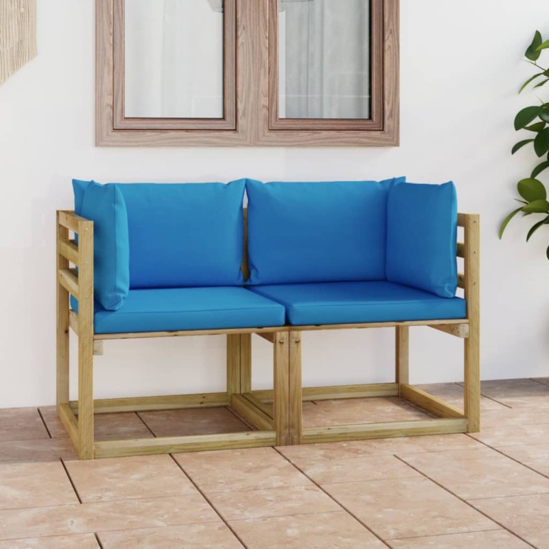 Divani Angolari da Giardino & Cuscini 2pz Pino Impregnato Verde Divani Angolari da Giardino & Cuscini 2pz Pino Impregnato Verde