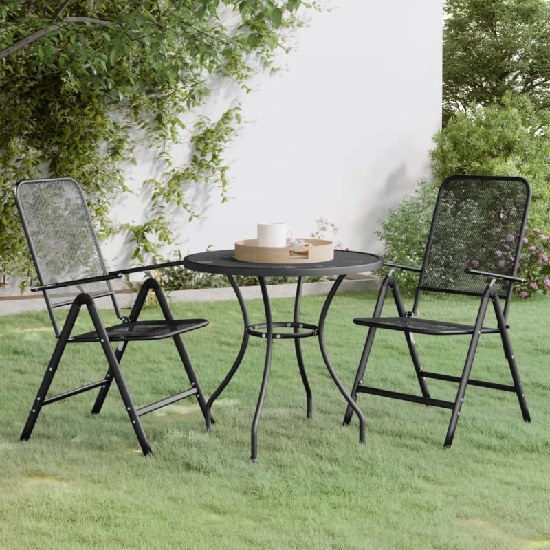 Set da Pranzo per Giardino 3pz Rete Metallica Espansa Antracite Set da Pranzo per Giardino 3pz Rete Metallica Espansa Antracite