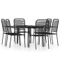 Set Mobili da Pranzo per Giardino 7 pz Nero Set Mobili da Pranzo per Giardino 7 pz Nero