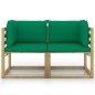 Divani Angolari da Giardino & Cuscini 2pz Pino Impregnato Verde