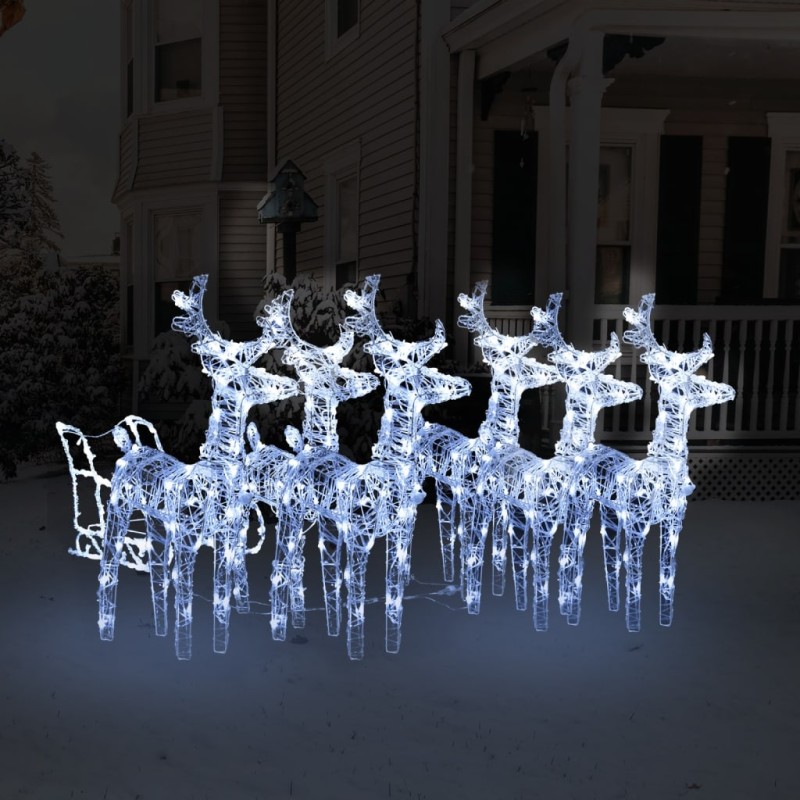 Decorazione Natalizia Renne e Slitta 320 LED Acrilico Decorazione Natalizia Renne e Slitta 320 LED Acrilico