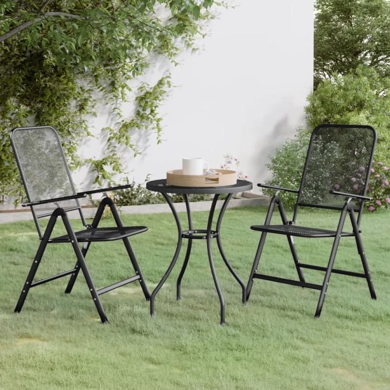 Set da Pranzo per Giardino 3pz Rete Metallica Espansa Antracite Set da Pranzo per Giardino 3pz Rete Metallica Espansa Antracite