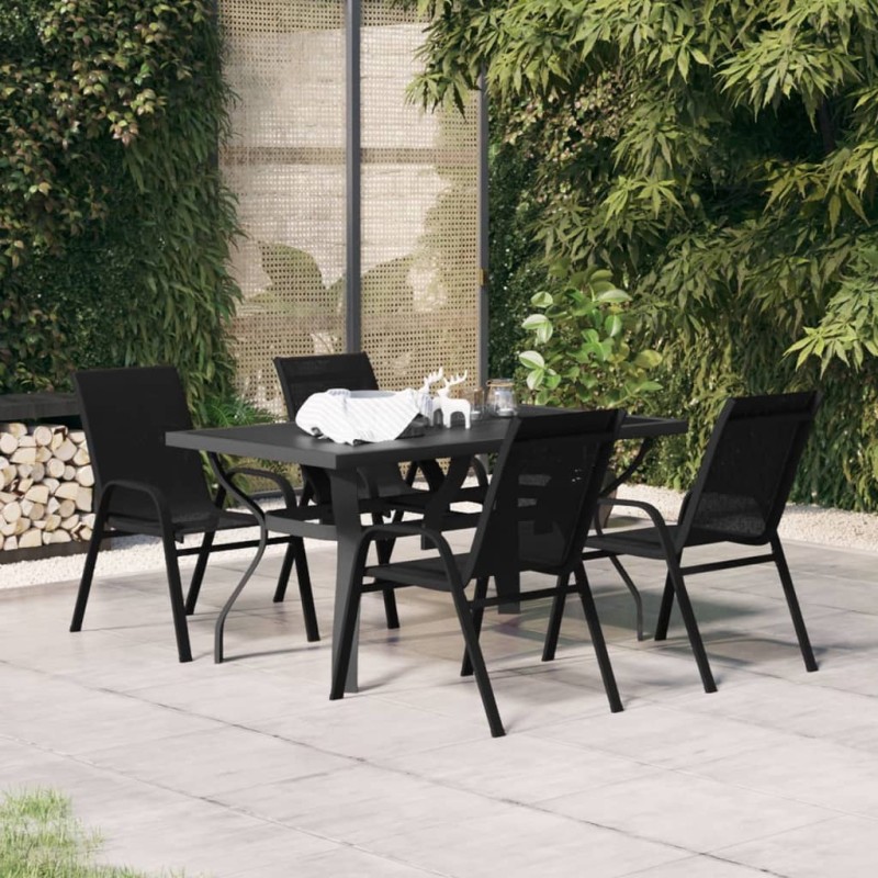 Set da Pranzo da Giardino 5 pz Nero Set da Pranzo da Giardino 5 pz Nero
