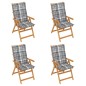Sedie Giardino 4 pz con Cuscini Grigi a Quadri Massello di Teak Sedie Giardino 4 pz con Cuscini Grigi a Quadri Massello di Teak
