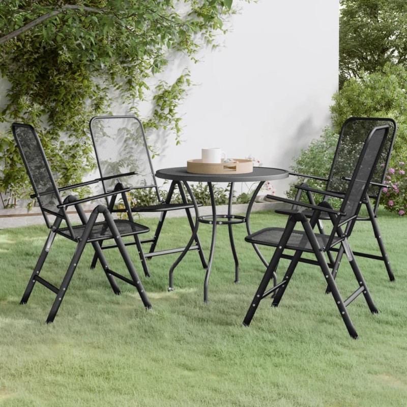 Set da Pranzo per Giardino 5pz Rete Metallica Espansa Antracite Set da Pranzo per Giardino 5pz Rete Metallica Espansa Antracite