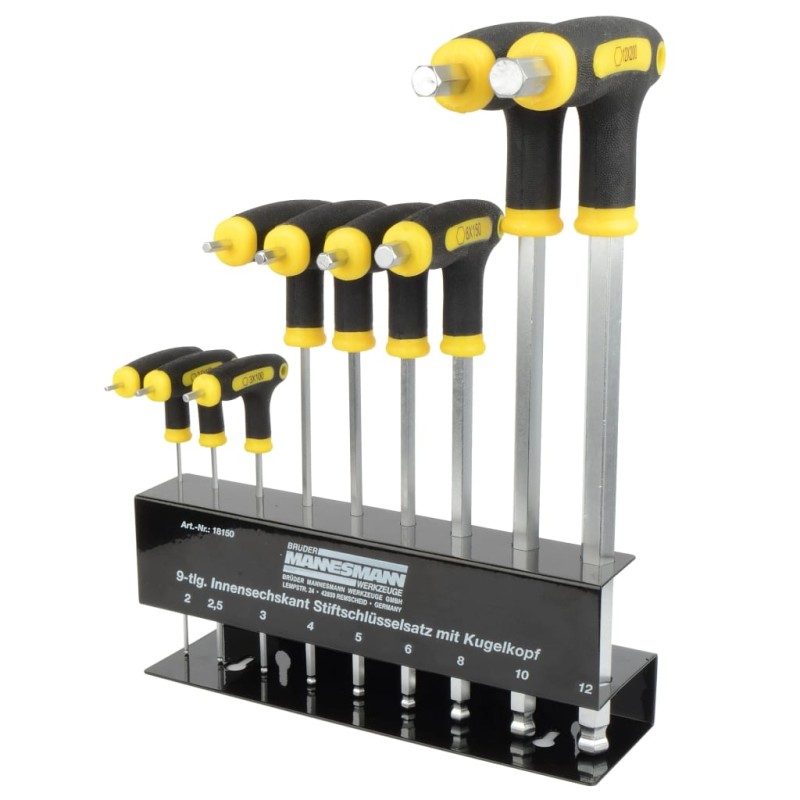 Brüder Mannesmann Set Chiavi a T Esagonali a Testa Sferica 9 pz 18150 Brüder Mannesmann Set Chiavi a T Esagonali a Testa Sferica 9 pz 18150