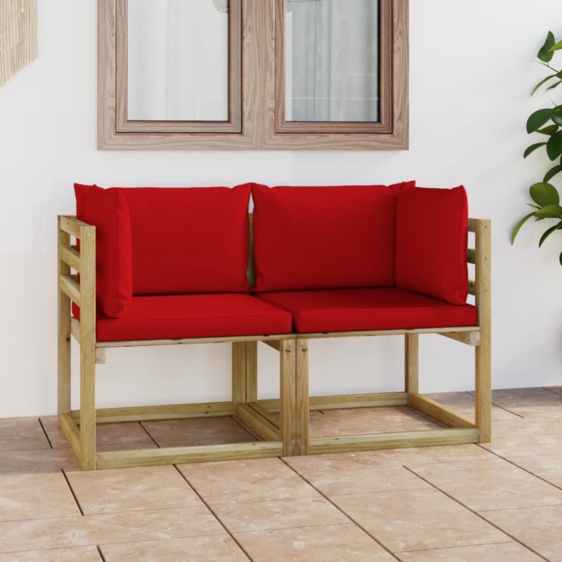 vidaXL Divani Angolari da Giardino & Cuscini 2pz Pino Impregnato Verde