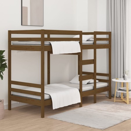 Letto a Castello Miele 75x190 cm in Legno Massello di Pino