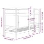 Letto a Castello Miele 75x190 cm in Legno Massello di Pino