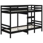 Letto a Castello Nero 80x200 cm in Legno Massello di Pino Letto a Castello Nero 80x200 cm in Legno Massello di Pino