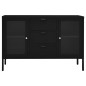 Credenza Nera 105x35x70 cm in Acciaio e Vetro Temperato