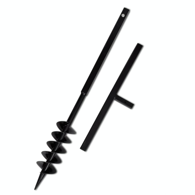 vidaXL Trapano da Terra Maniglia Auger 100 mm Tre Spirali Acciaio Nero vidaXL Trapano da Terra Maniglia Auger 100 mm Tre Spirali Acciaio Nero
