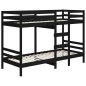 Letto a Castello Nero 75x190 cm in Legno Massello di Pino Letto a Castello Nero 75x190 cm in Legno Massello di Pino