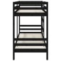 Letto a Castello Nero 75x190 cm in Legno Massello di Pino Letto a Castello Nero 75x190 cm in Legno Massello di Pino