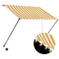 Tenda da Sole Retrattile con LED 200x150 cm Giallo e Bianco Tenda da Sole Retrattile con LED 200x150 cm Giallo e Bianco