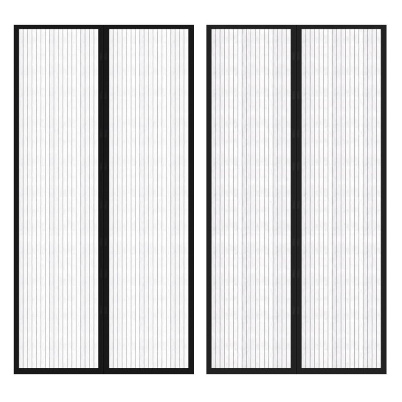 Tenda Antimosche per Porta 2 pz 210 x 100 cm 2 Magneti Nera