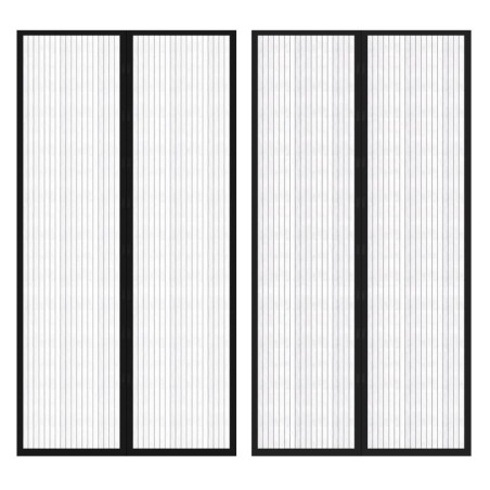 Tenda Antimosche per Porta 2 pz 210 x 100 cm 2 Magneti Nera