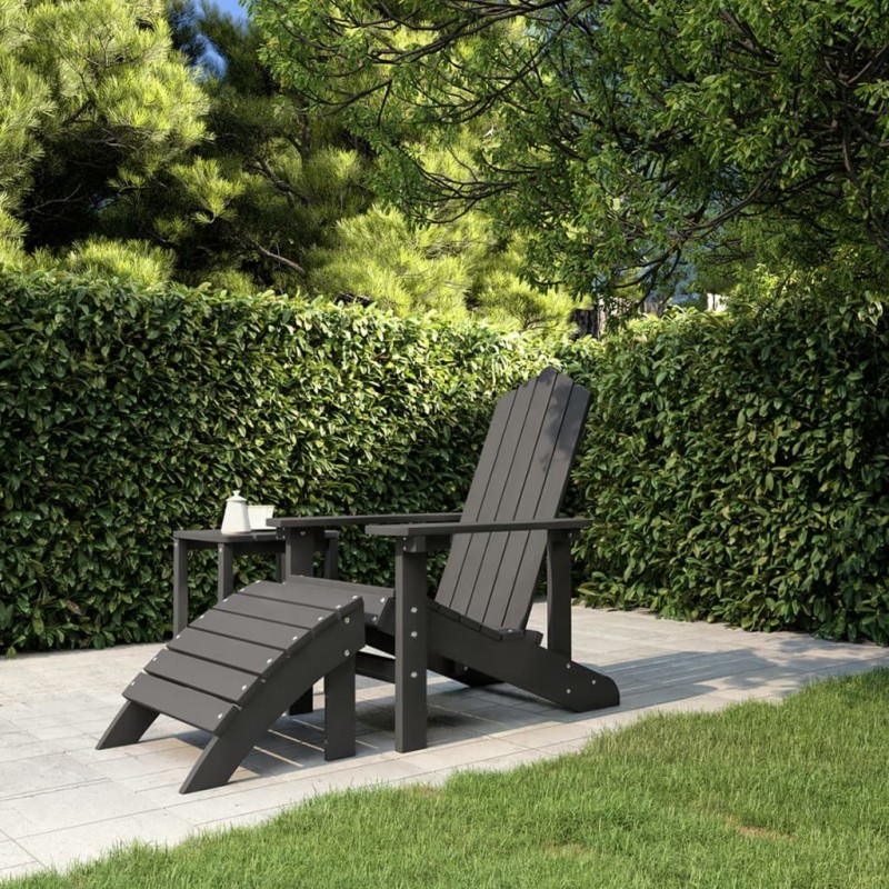Sedia da Giardino Adirondack con Poggiapiedi Antracite HDPE Sedia da Giardino Adirondack con Poggiapiedi Antracite HDPE