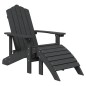 Sedia da Giardino Adirondack con Poggiapiedi Antracite HDPE Sedia da Giardino Adirondack con Poggiapiedi Antracite HDPE