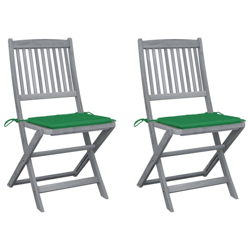 Sedie da Giardino Pieghevoli 2pz con Cuscini in Massello Acacia Sedie da Giardino Pieghevoli 2pz con Cuscini in Massello Acacia