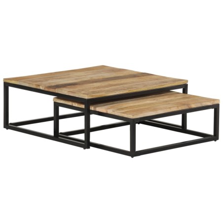 vidaXL Tavolini da Salotto Impilabili 2 pz in Legno Massello di Mango