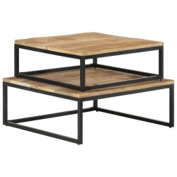 vidaXL Tavolini da Salotto Impilabili 2 pz in Legno Massello di Mango