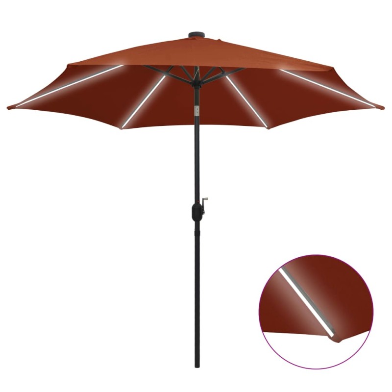Ombrellone con Luci a LED e Palo Alluminio 300 cm Terracotta Ombrellone con Luci a LED e Palo Alluminio 300 cm Terracotta