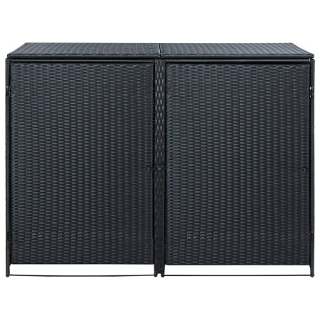 Copribidone Doppio per Spazzatura Polyrattan Nero 148x80x111 cm