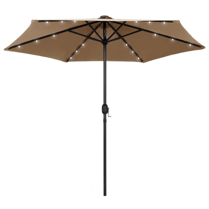Ombrellone con Luci a LED e Palo Alluminio 270 cm Grigio Talpa Ombrellone con Luci a LED e Palo Alluminio 270 cm Grigio Talpa