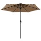 Ombrellone con Luci a LED e Palo Alluminio 270 cm Grigio Talpa Ombrellone con Luci a LED e Palo Alluminio 270 cm Grigio Talpa