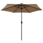 Ombrellone con Luci a LED e Palo Alluminio 270 cm Grigio Talpa Ombrellone con Luci a LED e Palo Alluminio 270 cm Grigio Talpa