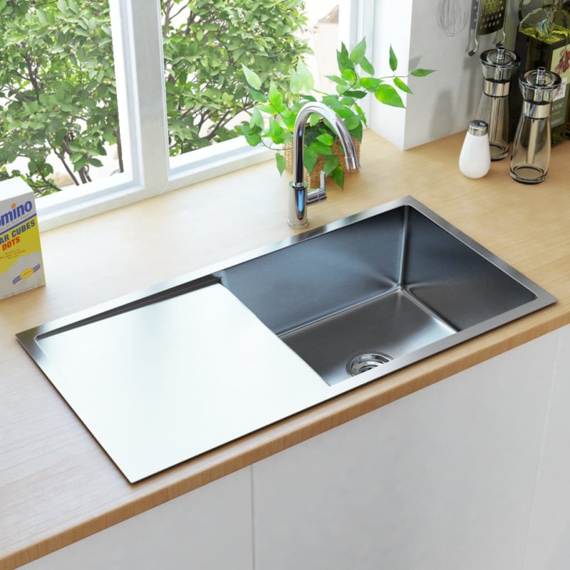 vidaXL Lavello da Cucina Lavorato a Mano in Acciaio Inox vidaXL Lavello da Cucina Lavorato a Mano in Acciaio Inox