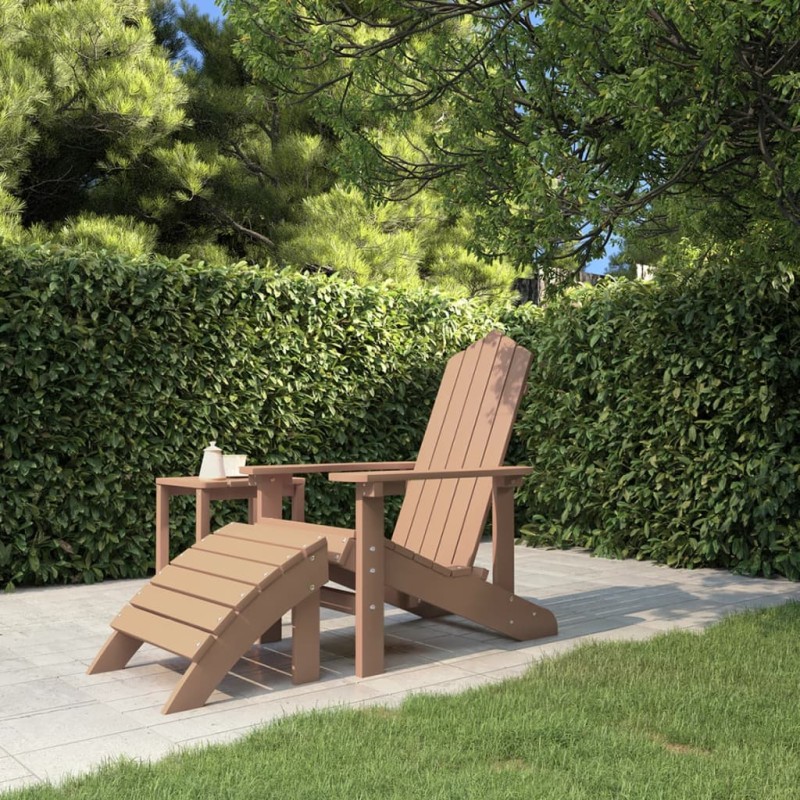 Sedia da Giardino Adirondack con Poggiapiedi Marrone HDPE Sedia da Giardino Adirondack con Poggiapiedi Marrone HDPE